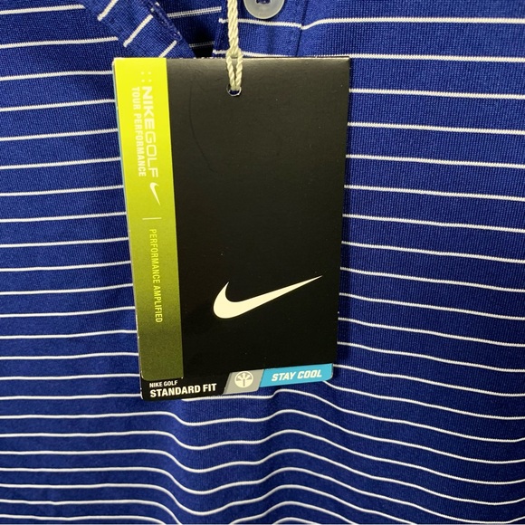 NWT Nike Golf Polo Shirt Sleeveless Women Sz XL Blue Striped Dri Fit Tennis - Picture 6 of 13